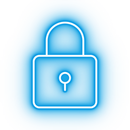 Neon blue lock icon